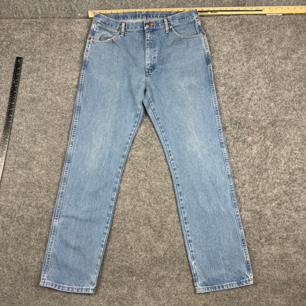Wrangler Jeans‎ Mens Size 34x34 Light Wash Straight Leg Cotton Cowboy Denim